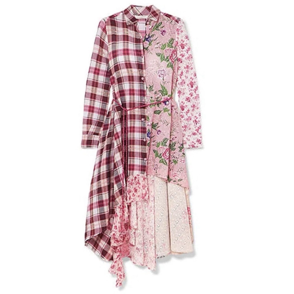 Anjuna asymmetrical cotton-blend printed Shirt dress Size Small Cottage Core